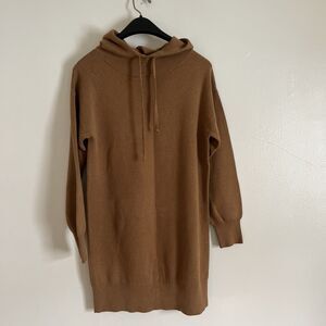 Nordstrom BP. Knit Hoodie Sweatshirt Lounge Dress, Camel Brown- Size Medium